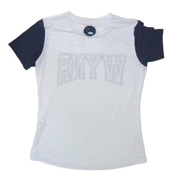 Wyn Republic Women's Active Fly Tee Shirt Medium - White & Navy Blue - Picture 2 of 4